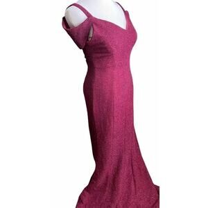 Nightway Maroon Formal Dress Women 8 Long Sparkle Evening Gown Stretch